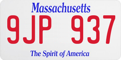MA license plate 9JP937