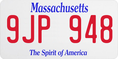 MA license plate 9JP948