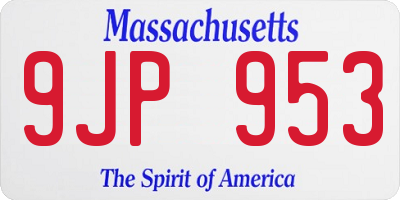 MA license plate 9JP953
