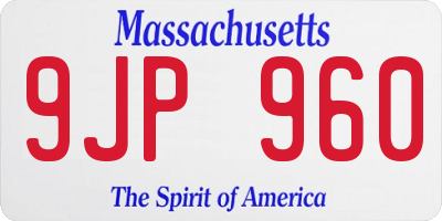 MA license plate 9JP960