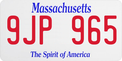 MA license plate 9JP965