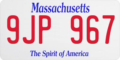 MA license plate 9JP967