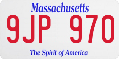 MA license plate 9JP970