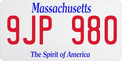 MA license plate 9JP980