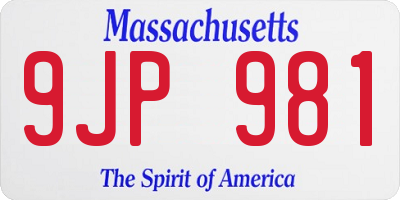 MA license plate 9JP981