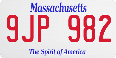 MA license plate 9JP982
