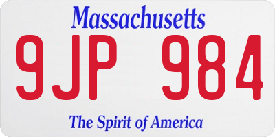 MA license plate 9JP984
