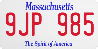 MA license plate 9JP985