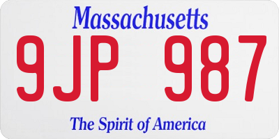 MA license plate 9JP987