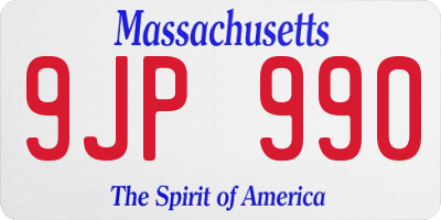 MA license plate 9JP990
