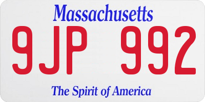 MA license plate 9JP992