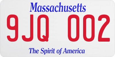 MA license plate 9JQ002