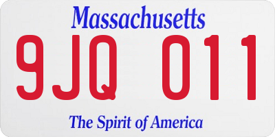 MA license plate 9JQ011