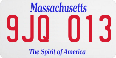 MA license plate 9JQ013