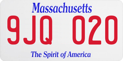 MA license plate 9JQ020