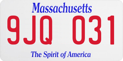 MA license plate 9JQ031