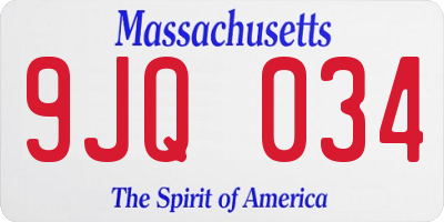 MA license plate 9JQ034