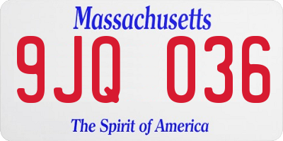 MA license plate 9JQ036