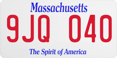MA license plate 9JQ040