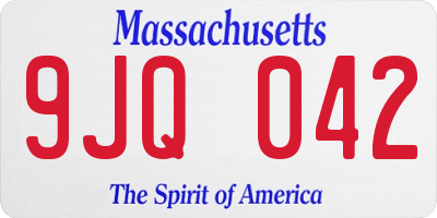 MA license plate 9JQ042