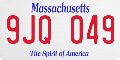 MA license plate 9JQ049
