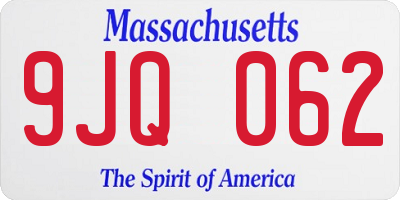 MA license plate 9JQ062