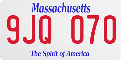 MA license plate 9JQ070