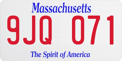 MA license plate 9JQ071