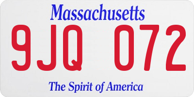 MA license plate 9JQ072