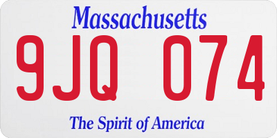 MA license plate 9JQ074