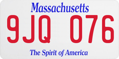 MA license plate 9JQ076