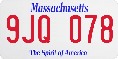 MA license plate 9JQ078