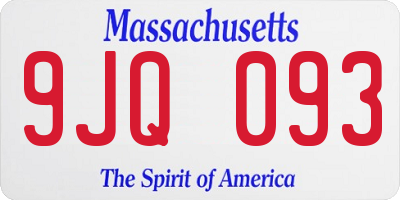 MA license plate 9JQ093