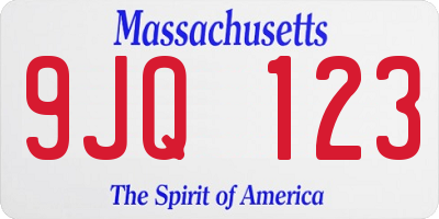 MA license plate 9JQ123