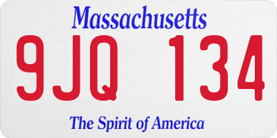 MA license plate 9JQ134