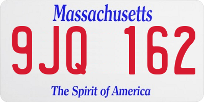 MA license plate 9JQ162