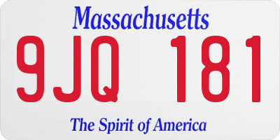 MA license plate 9JQ181