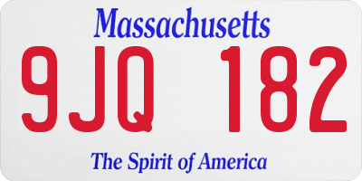 MA license plate 9JQ182