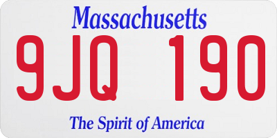 MA license plate 9JQ190