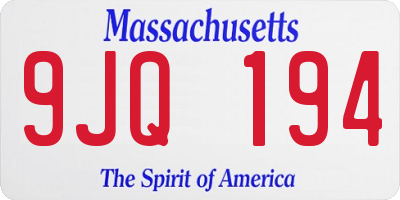 MA license plate 9JQ194