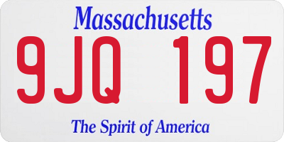 MA license plate 9JQ197