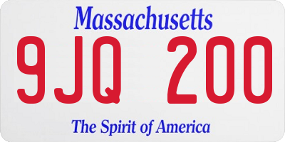MA license plate 9JQ200