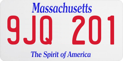 MA license plate 9JQ201