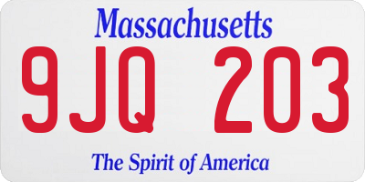 MA license plate 9JQ203