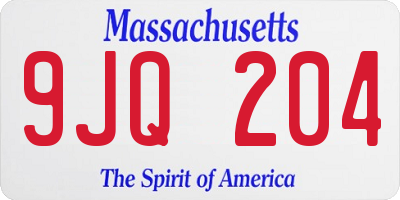 MA license plate 9JQ204