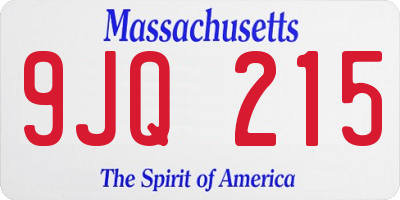 MA license plate 9JQ215