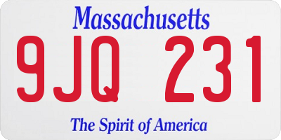MA license plate 9JQ231