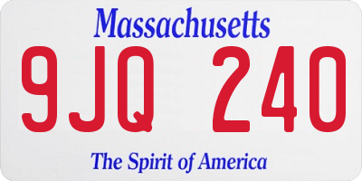 MA license plate 9JQ240