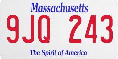 MA license plate 9JQ243