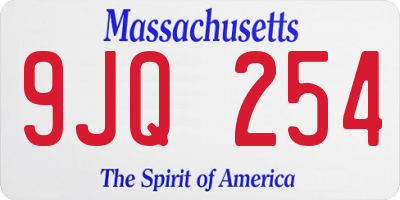 MA license plate 9JQ254